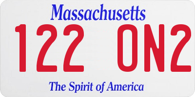 MA license plate 122ON2
