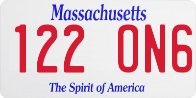MA license plate 122ON6