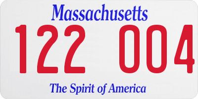 MA license plate 122OO4