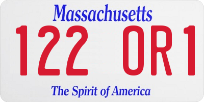 MA license plate 122OR1