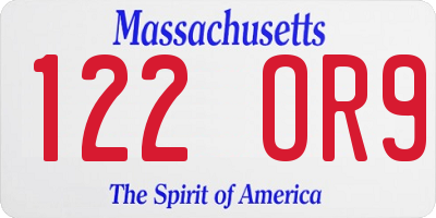 MA license plate 122OR9