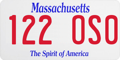 MA license plate 122OS0