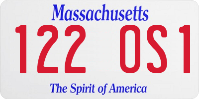 MA license plate 122OS1