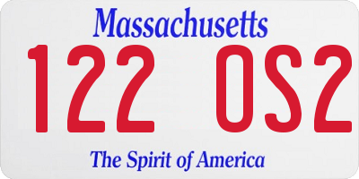 MA license plate 122OS2