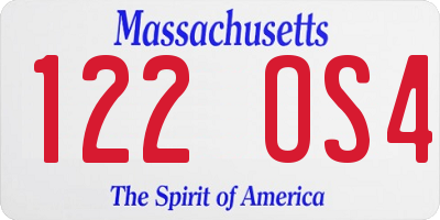MA license plate 122OS4