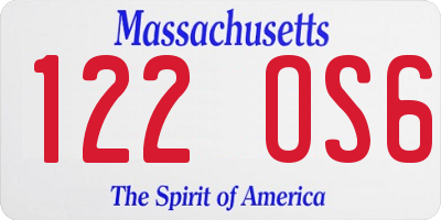 MA license plate 122OS6