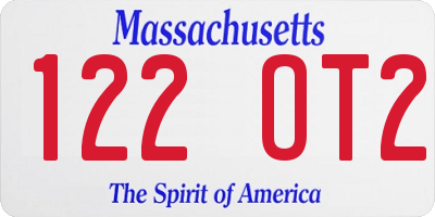 MA license plate 122OT2