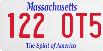 MA license plate 122OT5
