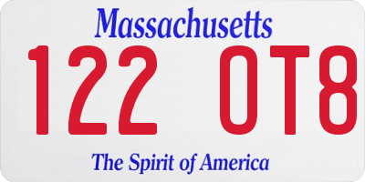 MA license plate 122OT8