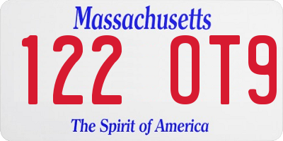 MA license plate 122OT9