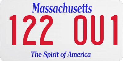 MA license plate 122OU1