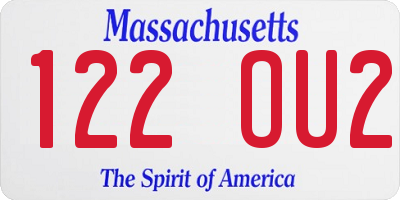 MA license plate 122OU2