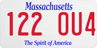 MA license plate 122OU4