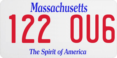 MA license plate 122OU6