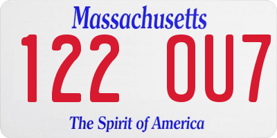 MA license plate 122OU7