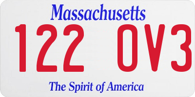 MA license plate 122OV3