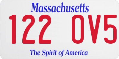 MA license plate 122OV5