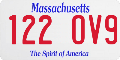 MA license plate 122OV9