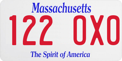 MA license plate 122OX0