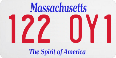 MA license plate 122OY1