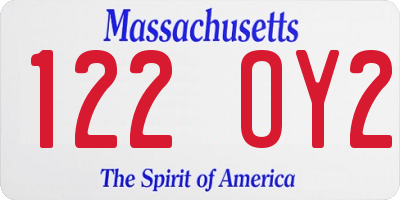 MA license plate 122OY2