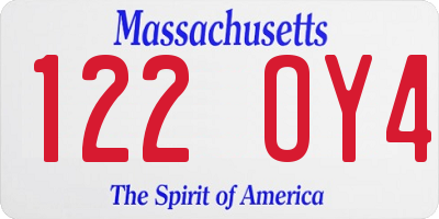 MA license plate 122OY4