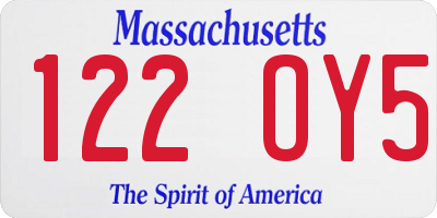 MA license plate 122OY5