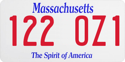 MA license plate 122OZ1