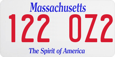 MA license plate 122OZ2