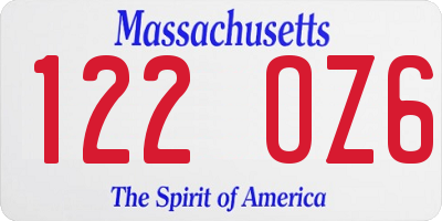 MA license plate 122OZ6