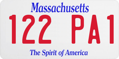 MA license plate 122PA1