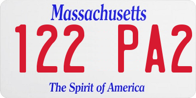 MA license plate 122PA2