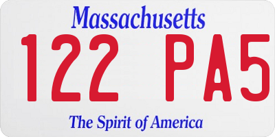 MA license plate 122PA5