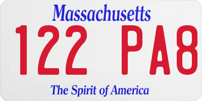 MA license plate 122PA8