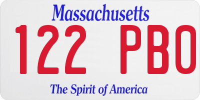MA license plate 122PB0