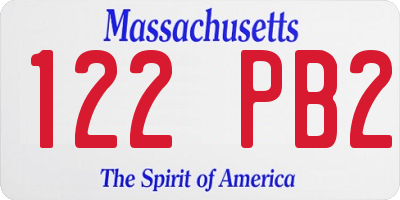 MA license plate 122PB2
