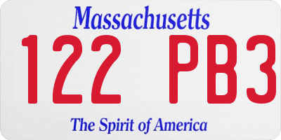 MA license plate 122PB3