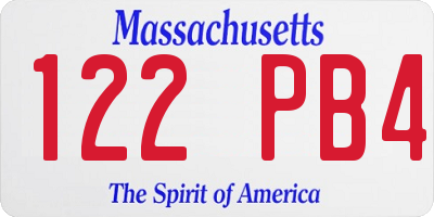 MA license plate 122PB4