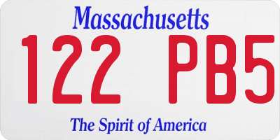 MA license plate 122PB5