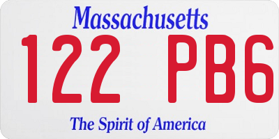 MA license plate 122PB6