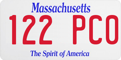 MA license plate 122PC0
