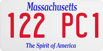 MA license plate 122PC1