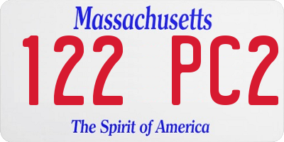 MA license plate 122PC2