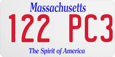 MA license plate 122PC3