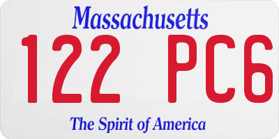MA license plate 122PC6