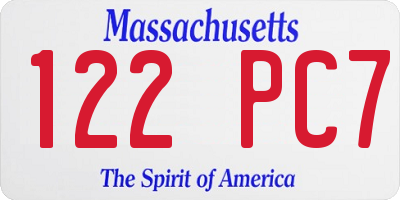 MA license plate 122PC7