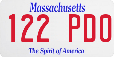 MA license plate 122PD0