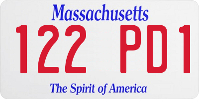 MA license plate 122PD1