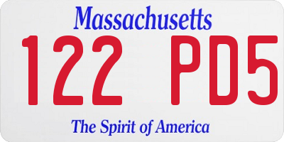 MA license plate 122PD5