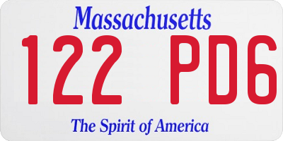 MA license plate 122PD6